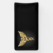 Banderoles Symbole caducée polygonal or (Verticale)