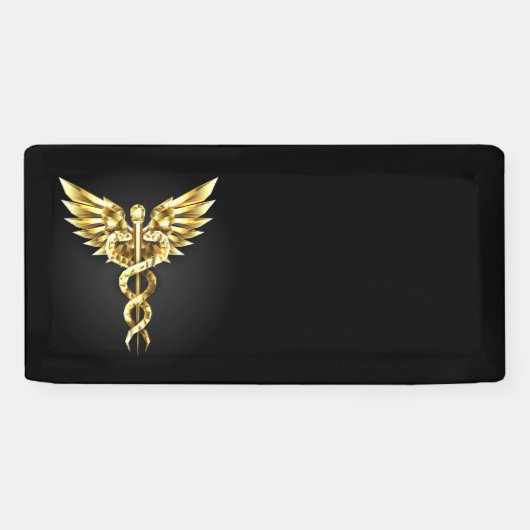Banderoles Symbole caducee polygonale or (Horizontal)