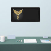 Banderoles Symbole caducee polygonale or (Salon professionnel)