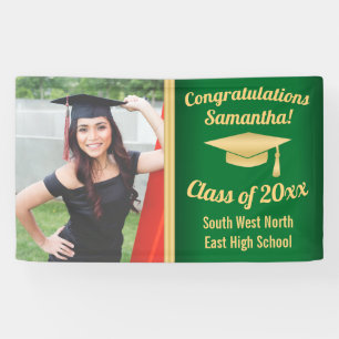 Banderoles Symbole de graduation photo classique Green Gold p