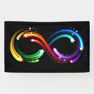 Banderoles Symbole de l'infini de comètes arc-en-ciel