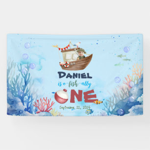 Banderoles Symbole de pêche O-fish One 1st Birthday Banner