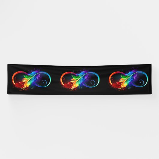 Banderoles Symbole d'infini avec plume arc-en-ciel (Horizontal)