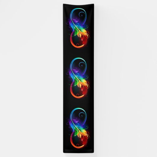 Banderoles Symbole d'infini avec plume arc-en-ciel (Vertical)