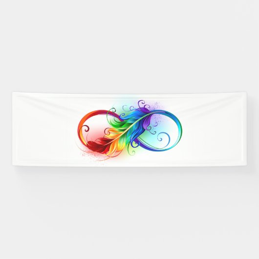 Banderoles Symbole d'infini avec plume arc-en-ciel (Horizontal)