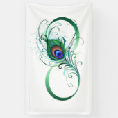Banderoles Symbole d'infini avec plume de paon (Vertical)