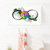 Banderoles Symbole d'infini avec Rose arc-en-ciel (En situation)