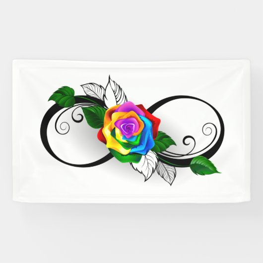 Banderoles Symbole d'infini avec Rose arc-en-ciel (Horizontal)