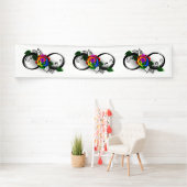 Banderoles Symbole d'infini avec Rose arc-en-ciel (En situation)