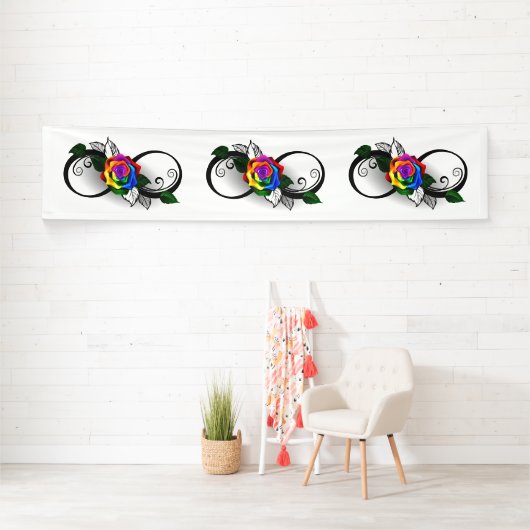 Banderoles Symbole d'infini avec Rose arc-en-ciel (En situation)