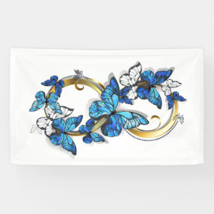Banderoles Symbole infini de papillons Morpho bleus