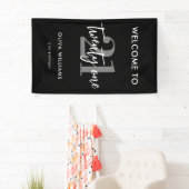 Banderoles Symbole moderne noir et blanc élégant 21e annivers (En situation)