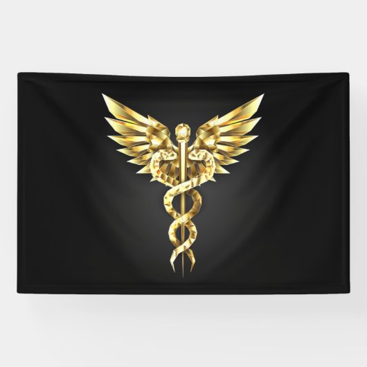 Banderoles Symbole Polygonal Or Caduceus (Horizontal)