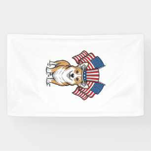 Banderoles T-shirt avec gravure vintage de chien Corgi patrio