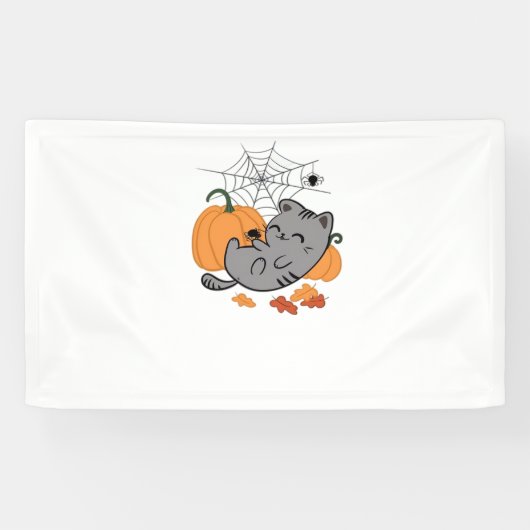 Banderoles T-shirt classique Halloween Kitty et Spiders (Horizontal)