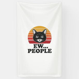 Banderoles T-shirt drôle de chat noir Ew personnes rétro Suns