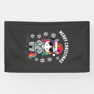 Banderoles T-Shirt Licorne de Noël avec Chapeau de Père Noël