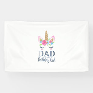 Banderoles T-shirt Licorne Papa de la Fille de l'anniversaire