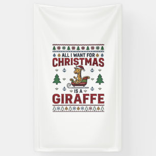 Banderoles T-Shirt Noël Girafe Chariot Drôle Vacances Des