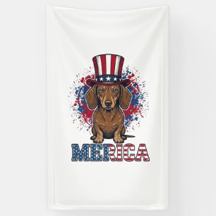 Banderoles T-shirt vintage pour chien teckel patriotique Meri