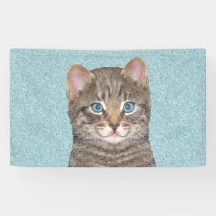 Banderoles Tabby Gris Peinture Chat - Cute Original Art Chat