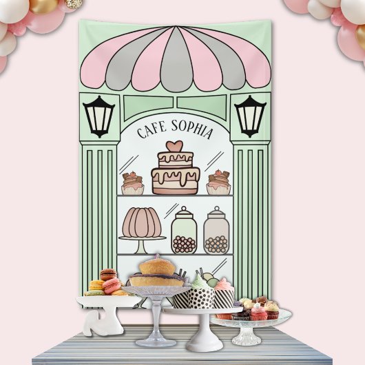 Banderoles Table de desserts française en arrière-plan