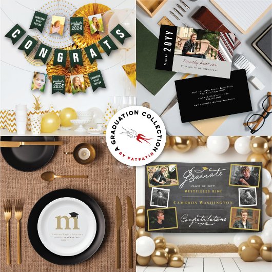 Banderoles Tableau noir Script élégant 6 Photo Graduation Par