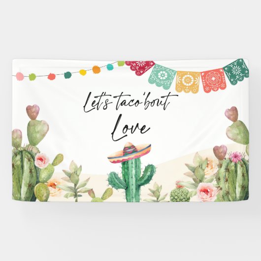 Banderoles Taco Bout Love Fiesta Cactus Douche fond (Horizontal)