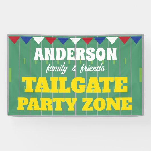 Banderoles Tailgate Party avec nom et terrain de football (Horizontal)