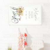 Banderoles Tandem Bicycle Rustique Mariage d'aquarelle de tou (En situation)