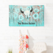 Banderoles Taureau Rustique Turquoise Ouest Taureau Taureau S (En situation)