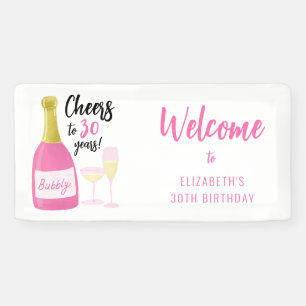 Banderoles Tchin tchin rose pour 30 ans de pétillant fête d'a
