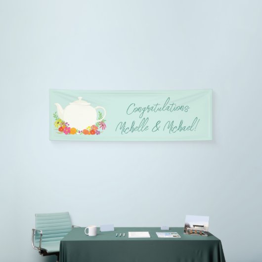 Banderoles Tea Party Baby shower Teapot Spring Floral (Salon professionnel)