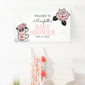 Banderoles Tea Teacup & Fleurs Baby shower Welcome Banner (En situation)