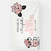 Banderoles Tea Teacup & Fleurs Baby shower Welcome Banner (Vertical)
