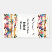 Banderoles Teacups floral high tea nuptiale douche thé partea (Horizontal)