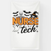 Banderoles Tech infirmière - Halloween - avec squelette, sorc (Vertical)