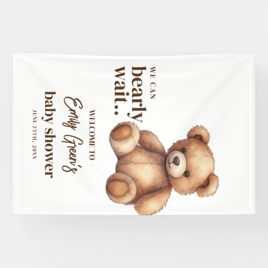 Banderoles Teddy Bear Baby shower Nous pouvons attendre presq (Horizontal)