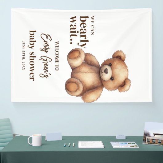 Banderoles Teddy Bear Baby shower Nous pouvons attendre presq (Salon professionnel)