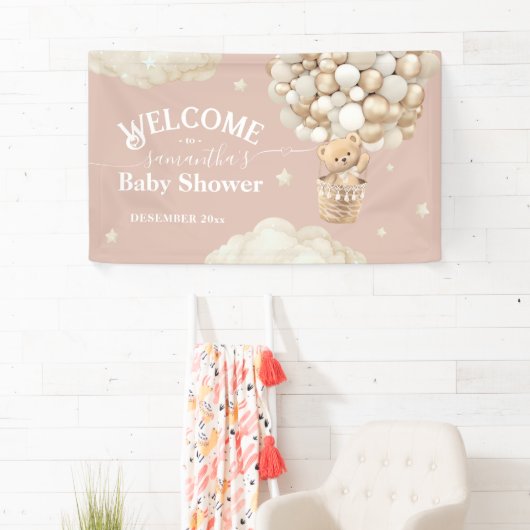 Banderoles Teddy Bear Balloon Bearly Wait Baby shower bienven (En situation)