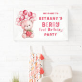 Banderoles Teddy Bear Berry First Birday Strawberry Welcome (En situation)