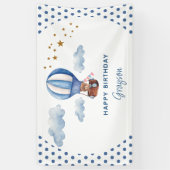 Banderoles Teddy Bear Blue 1er Joyeux anniversaire (Vertical)