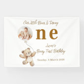 Banderoles Teddy Bear First Birthday Photo (Horizontal)