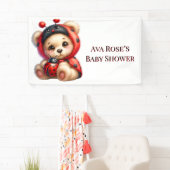 Banderoles Teddy Bear Ladybug Stripes Baby shower fille (En situation)