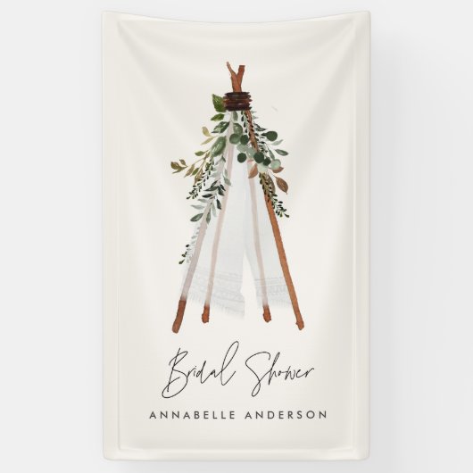 Banderoles Teepee feuillage moderne jardin bohème élégant (Vertical)