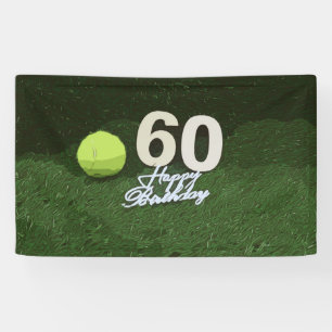 Banderoles Tennis 60e anniversaire avec balle sur l'herbe ver
