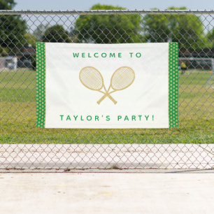 Banderoles Tennis Party Chic Or et Vert Custom