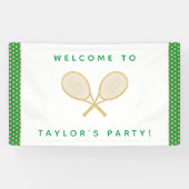 Banderoles Tennis Party Chic Or et Vert Custom (Horizontal)
