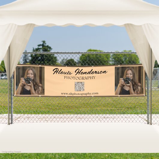 Banderoles Terracotta & Black Script QR Code Minimalist Booth