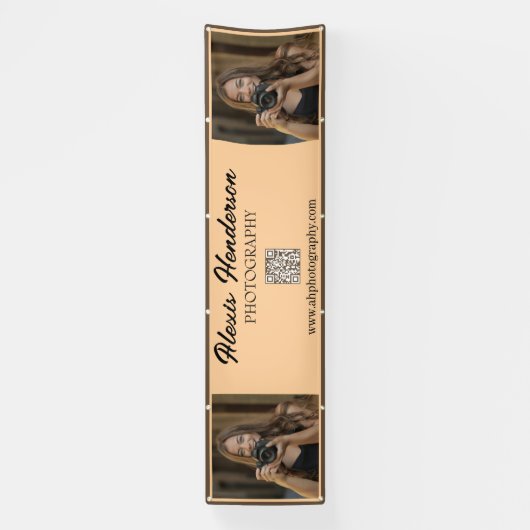 Banderoles Terracotta & Black Script QR Code Minimalist Booth (Verticale)